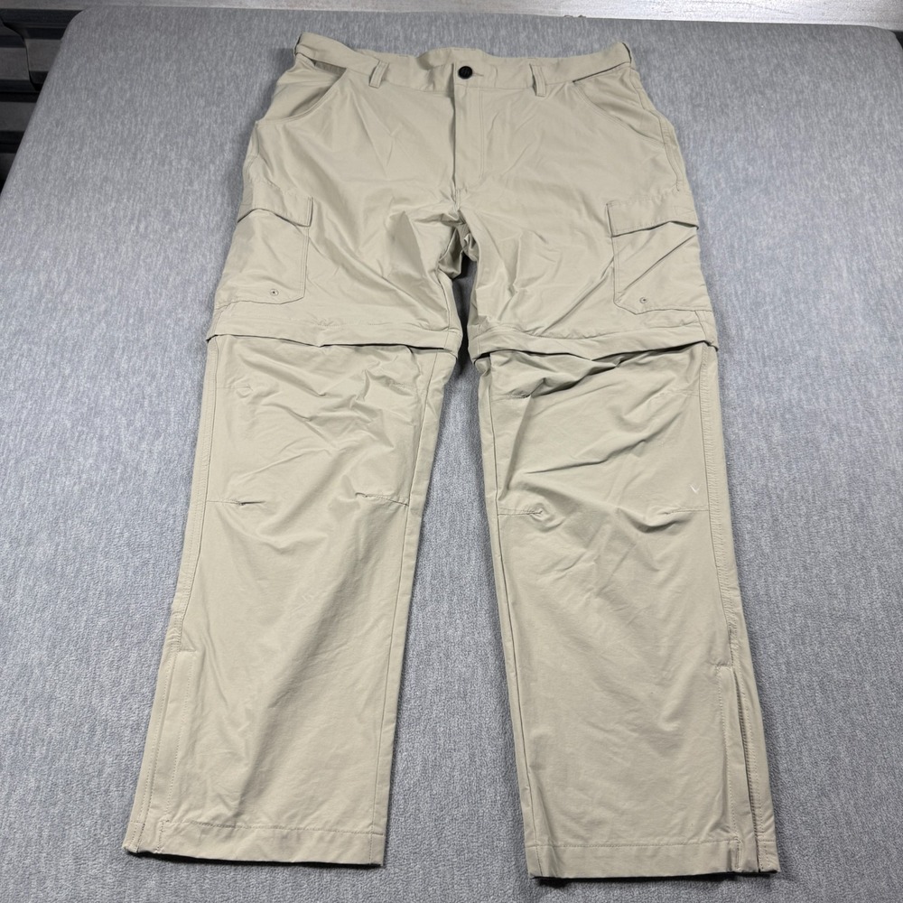 World Wide Sportsman Pants Mens 38x30 Tan Khaki Convertible Zip Off Cargo Fish